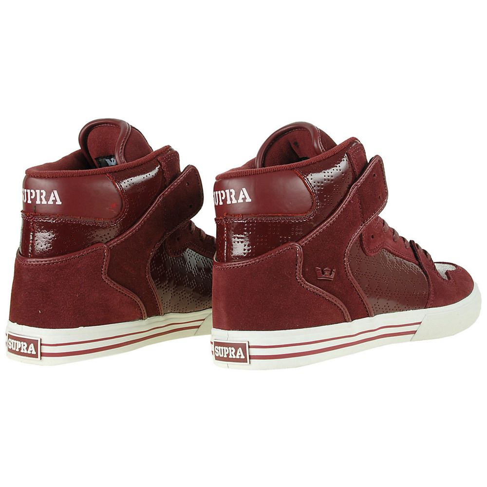 Baskets Montantes Supra Vaider Bordeaux Burgundy Patent/Suede Homme | EZK-77299607